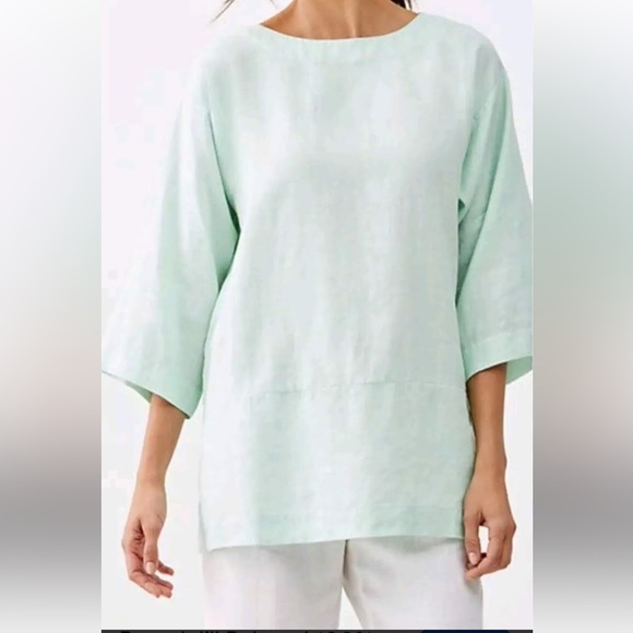 Eileen Fisher Tops - Eileen Fisher Organic Linen Mint Green Top